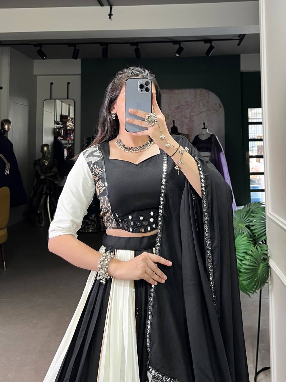 Pure Rayon Lehenga Choli With Plain, Printed And Mirror Work | Ready To Wear