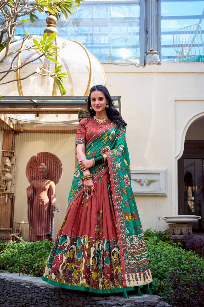 Beautiful Lehenga Choli With Kalamkari And Foil Work | Ready To Wear