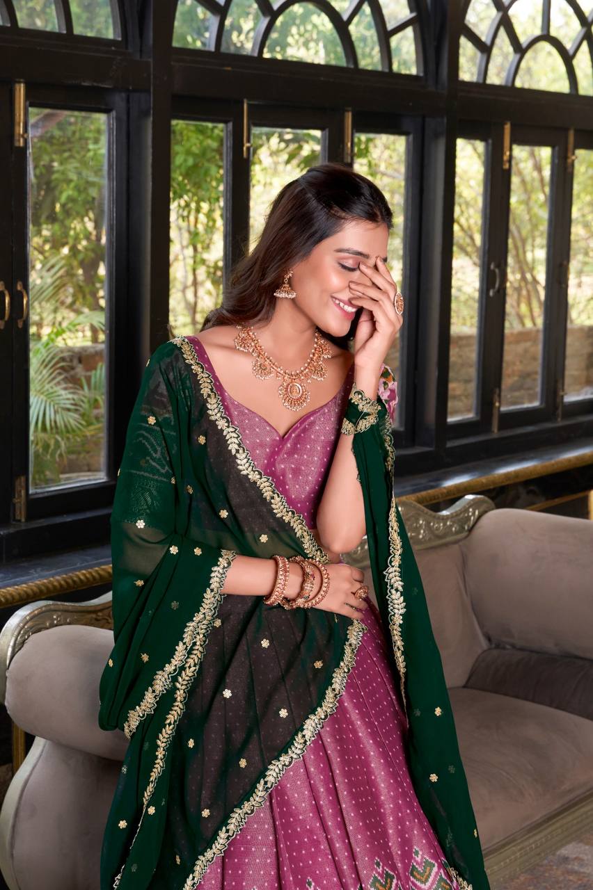 Beautiful Lehenga Choli With Printed Zari Weaving Work | Ready To Wear