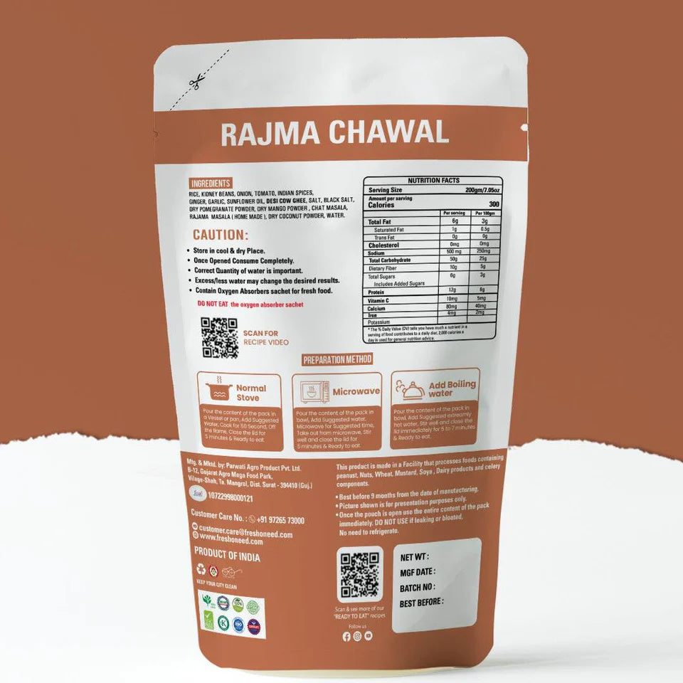Fresh O Need Rajma Chawal - Ready To Eat 200 gms
