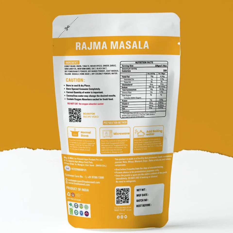 Fresh O Need Rajma Masala - Ready To Eat 220 gms