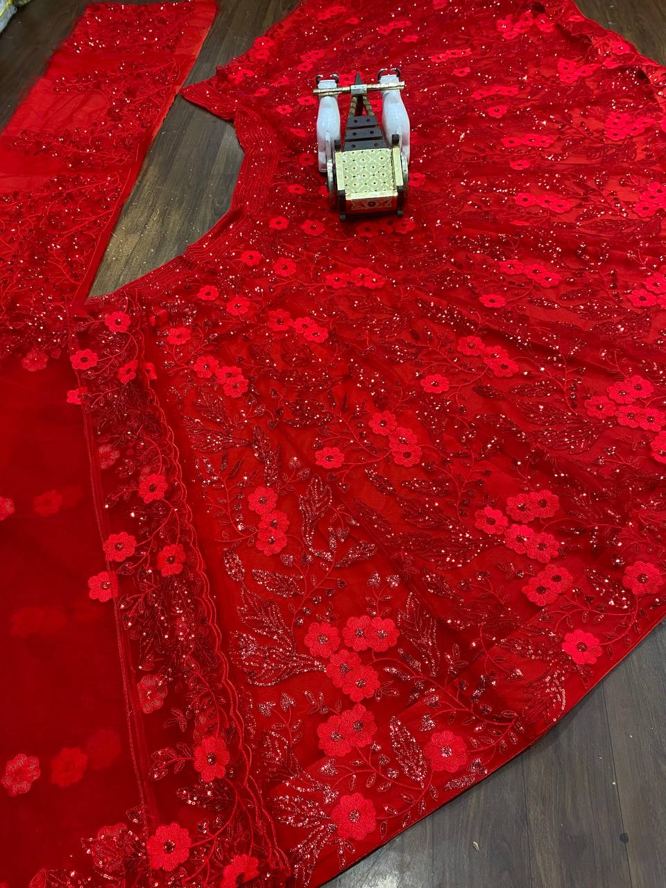 Red Lehenga Choli With Embroidered Work | Ready To Wear