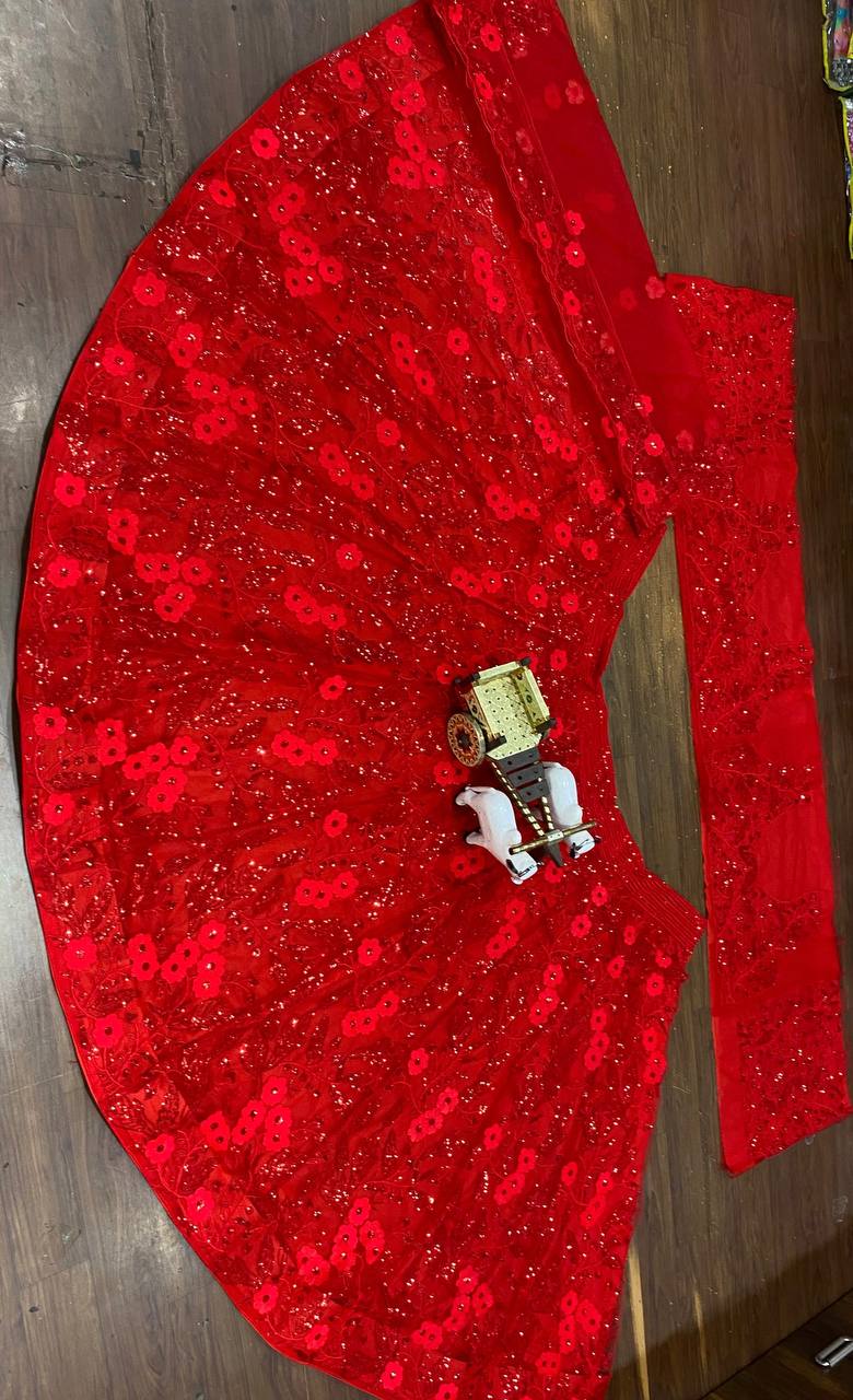 Red Lehenga Choli With Embroidered Work | Ready To Wear
