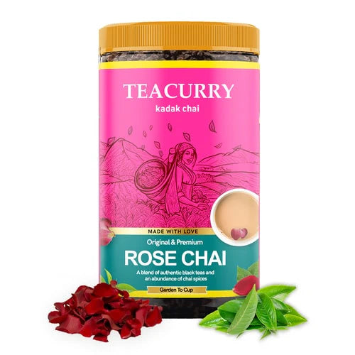 Rose Chai - 100% Natural Rose Flavoured Chai Tea for Skin Glow | With Real Rose- 200 gms