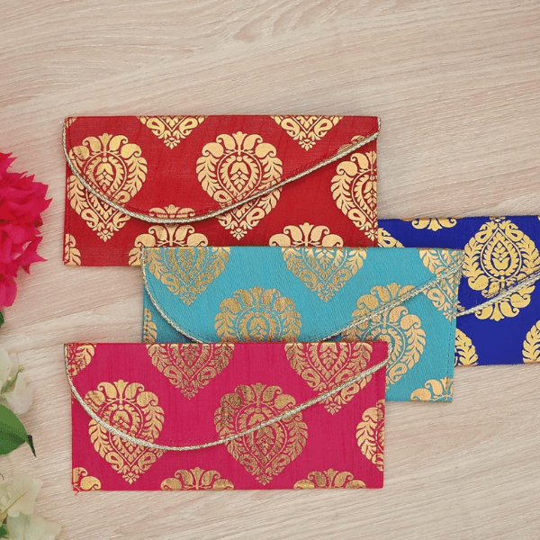 Silk Embellished Shagun Envelope | Set Of 50 - India shopping