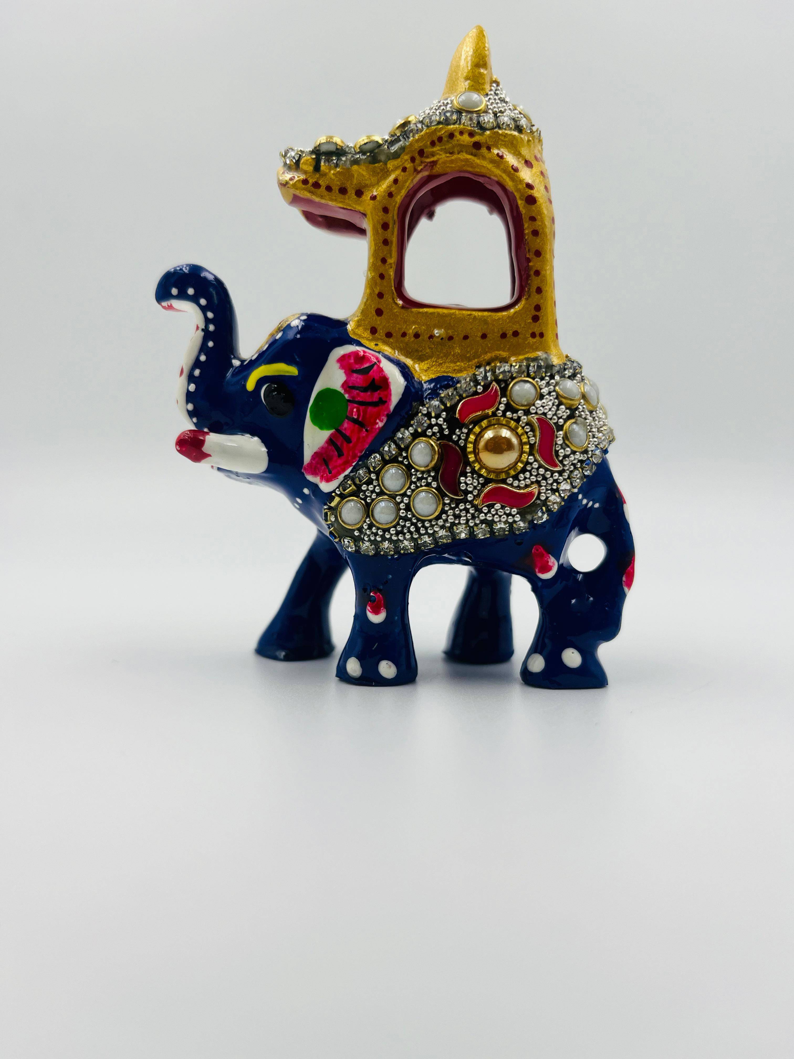 Stuthi Arts Metal Colourful Elephant Ambabari - India shopping