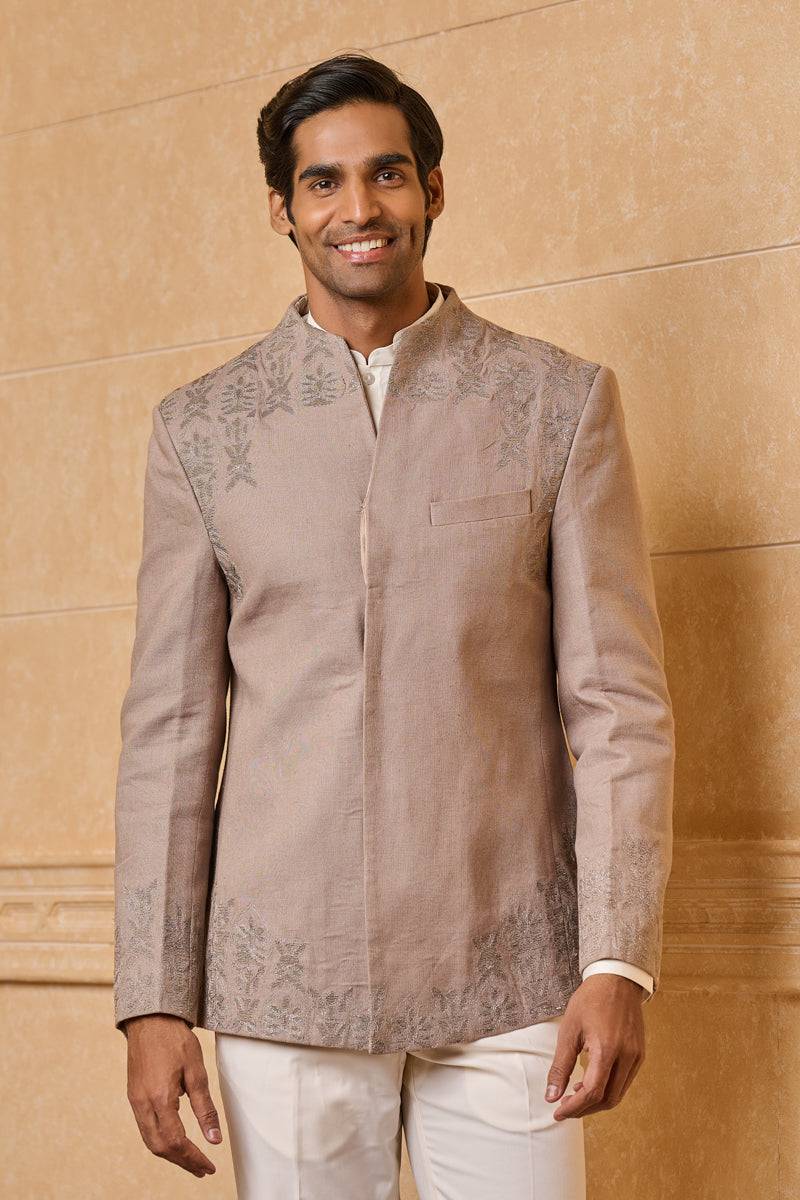 Tasva Bandhgala With Zari And Resham Placement Embroidery - India shopping