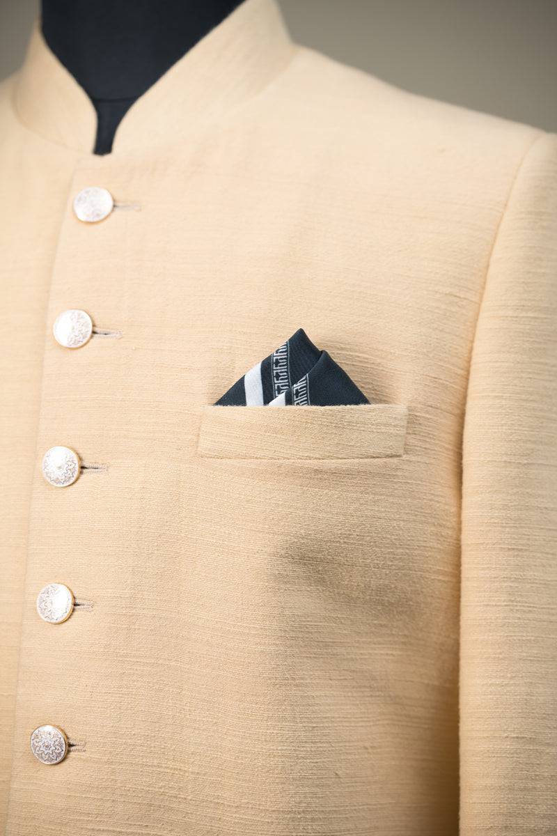 Tasva Black Digitally Printed Logo Pocket Square - India shopping