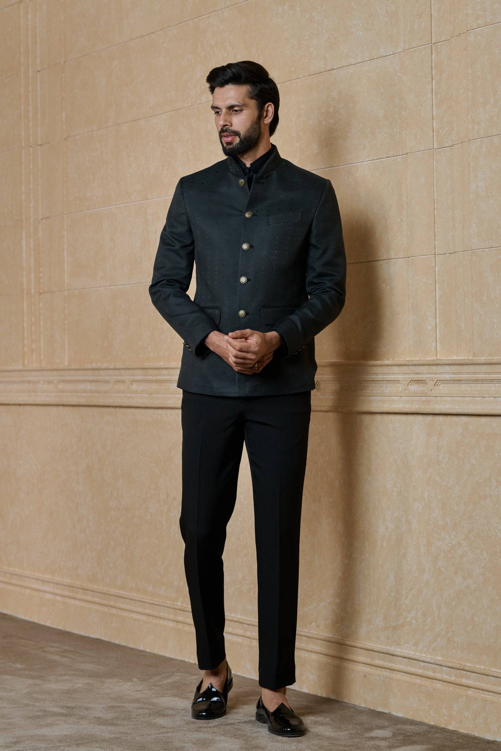 Tasva Classic Collar Embroidered Bandhgala - India shopping