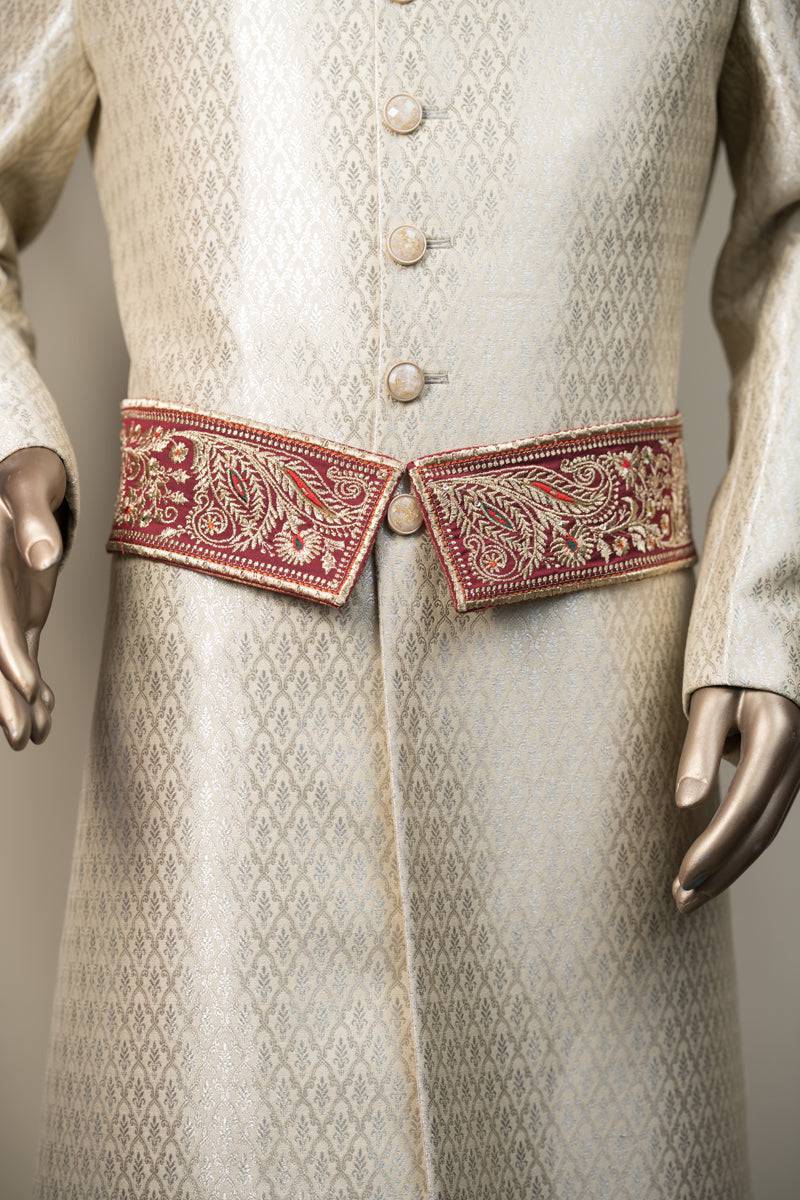 Tasva Embroidered Staple Maroon Kamarbandh - India shopping