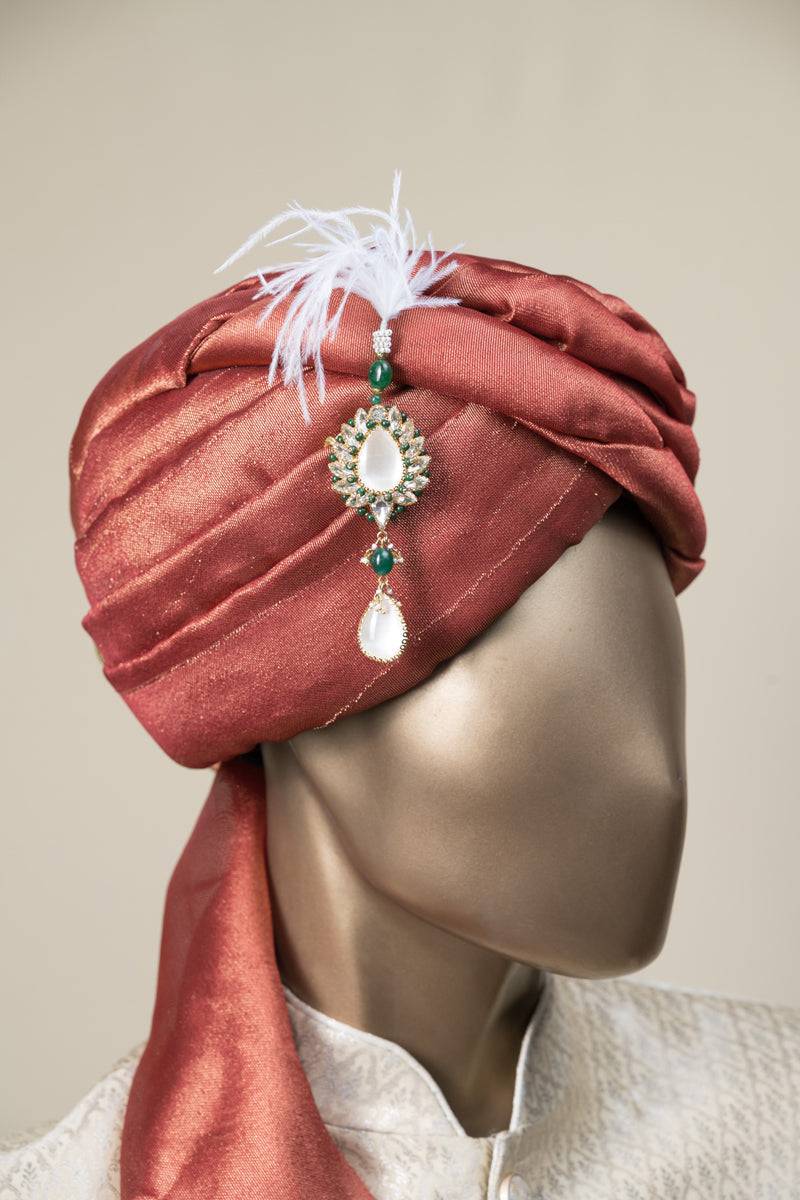 Tasva Emerald Pearl Crystal Drop Sarpech - India shopping