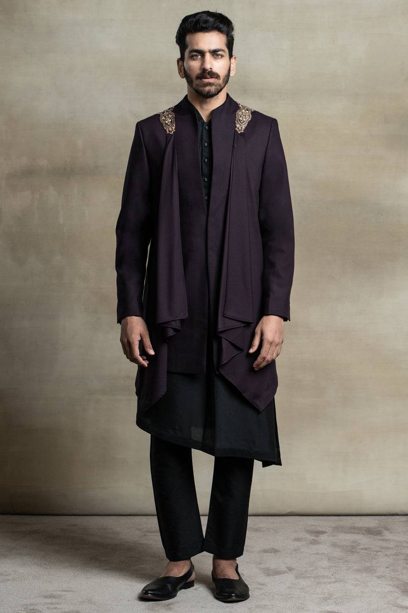 Tasva Jacket Paired with Kurta and Aligarhi - India shopping