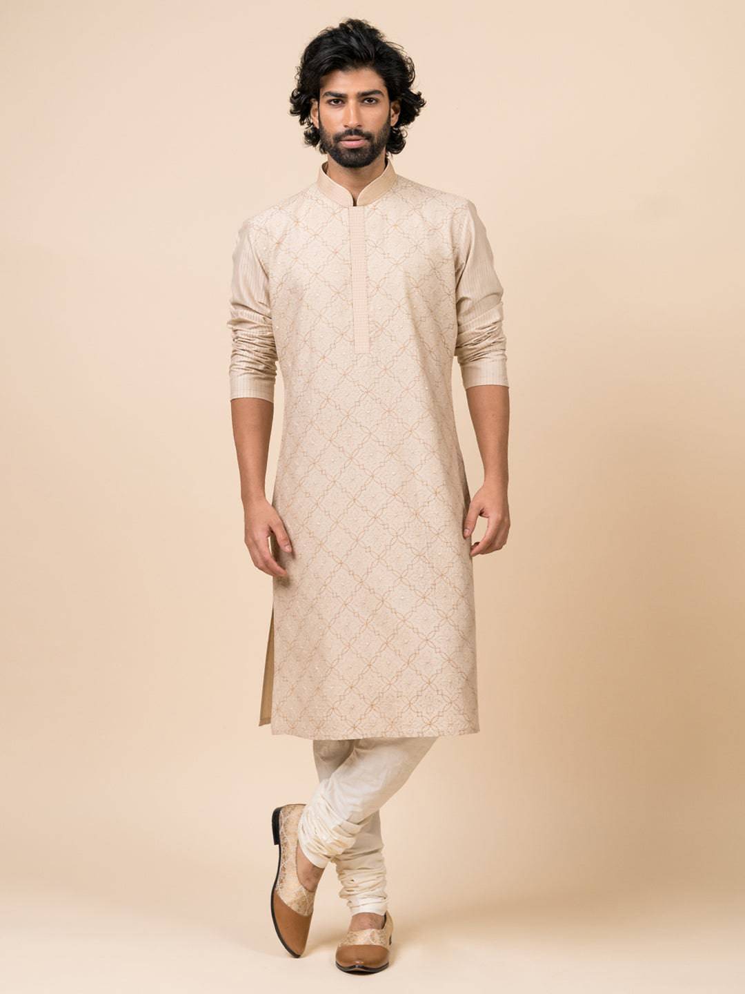 Tasva Kurta Set In All Over Kantha Embroidery - India shopping