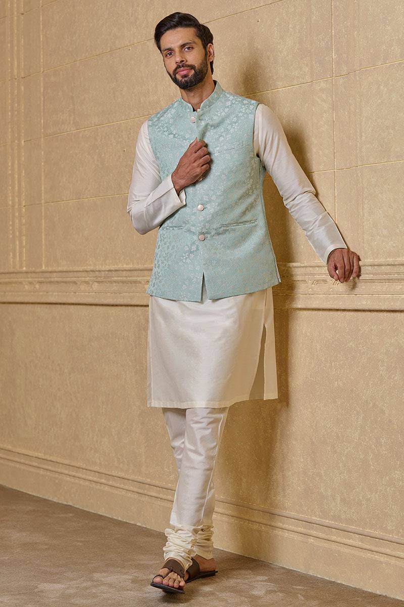 Tasva Lt. Green Single Bundi In Jacquard - India shopping