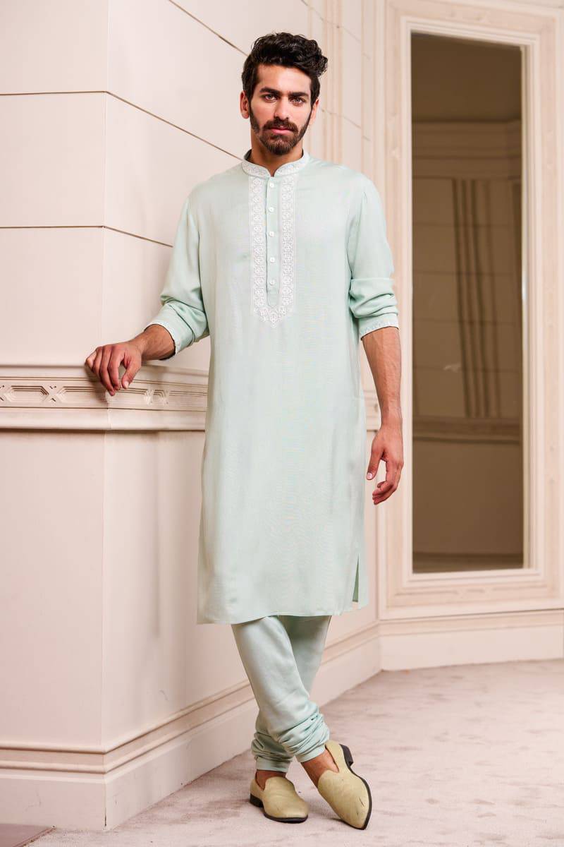 Tasva Mint Green Cotton Kurta Set - India shopping