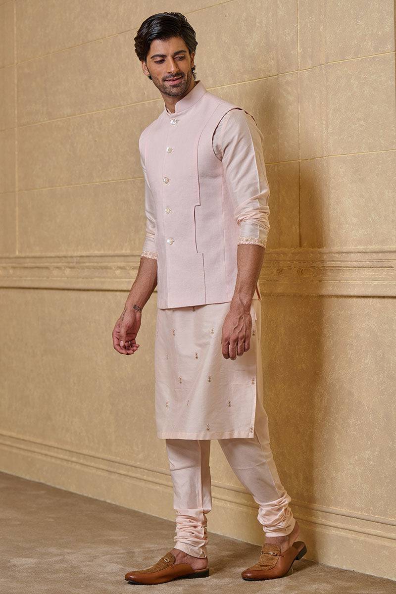 Tasva Peach Single Bundi With Inseam Pocket Detail - India shopping