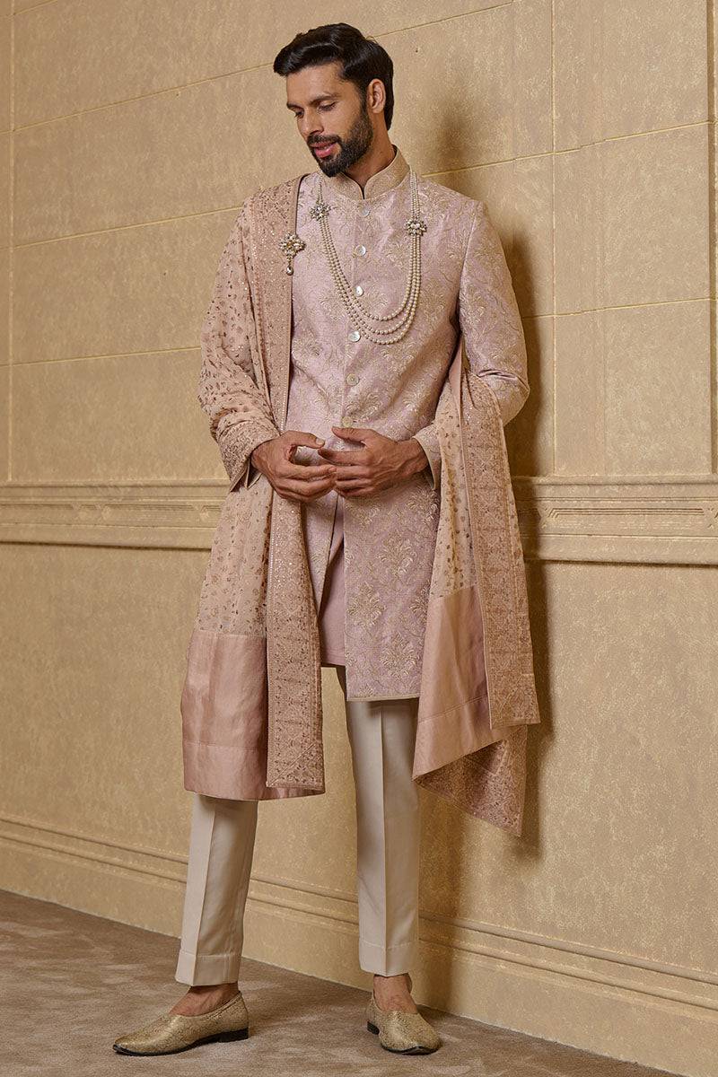 Tasva Pink All Over Resham Embroidered Achkan - India shopping