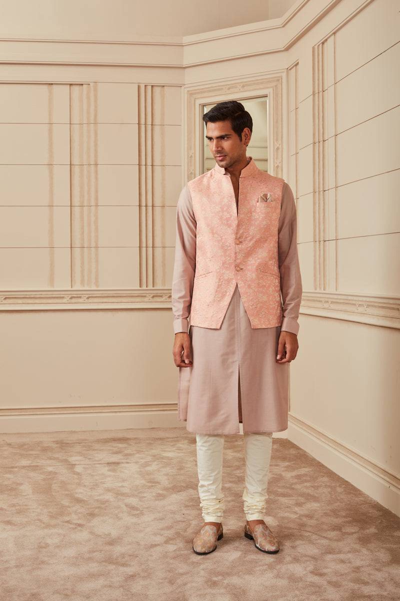 Tasva Pink Brocade Bundi - India shopping