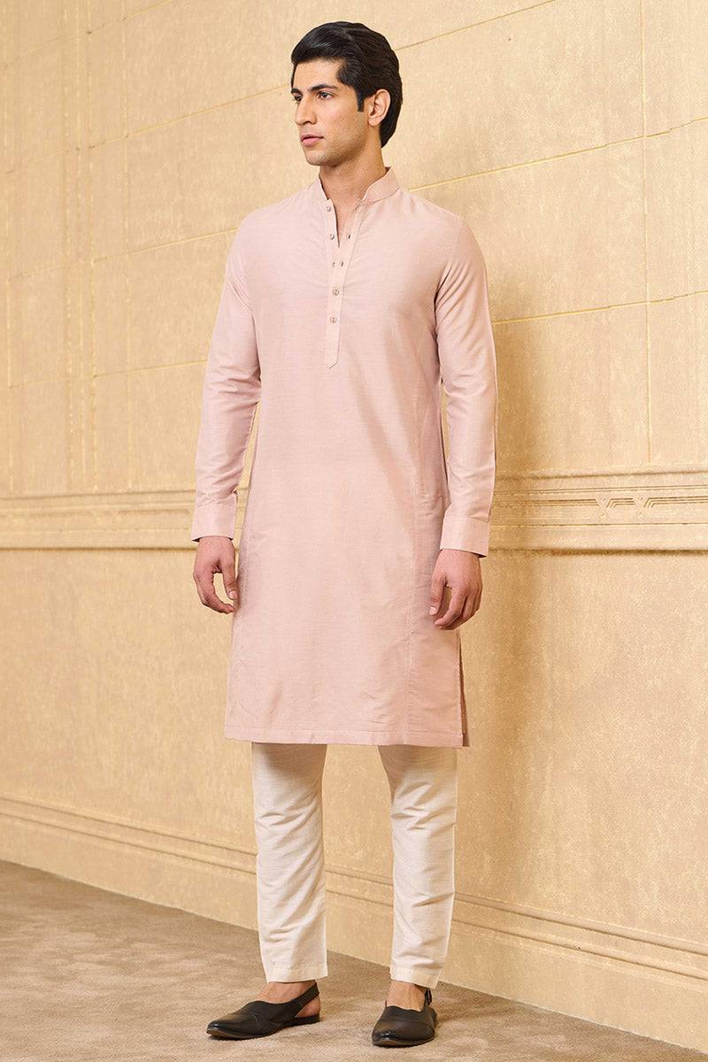 Tasva Zero Point Collar Single Kurta In Jaali Detail - India shopping