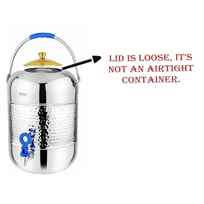 Hammered Steel Water Pot 4L | Matka Water Dispenser- Storage