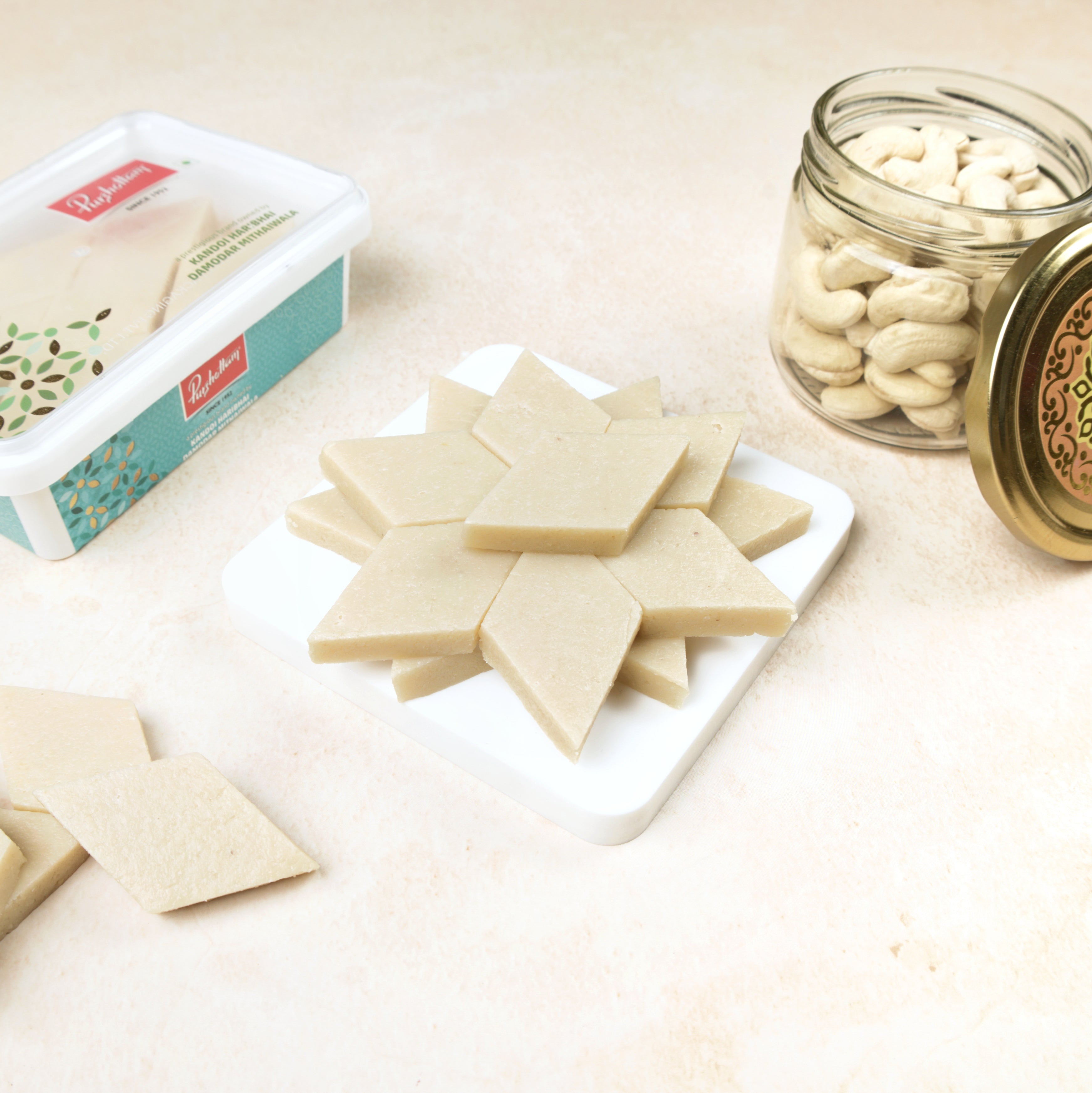 Purshottam Sweets Without Silver Kaju Katli - 500 gms