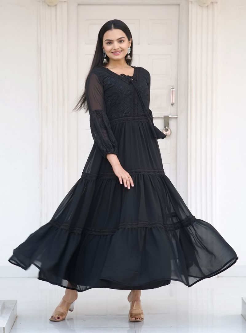 Black Lehenga Suit With Embroidery Work | Ready To Wear