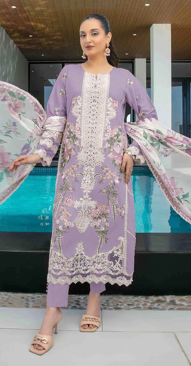 Cotton Suit With Embroidery Work | Ready To Wear