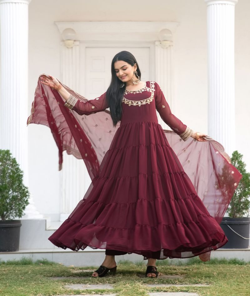 Georgette Lehenga Suit With Embroidery Work | Ready To Wear