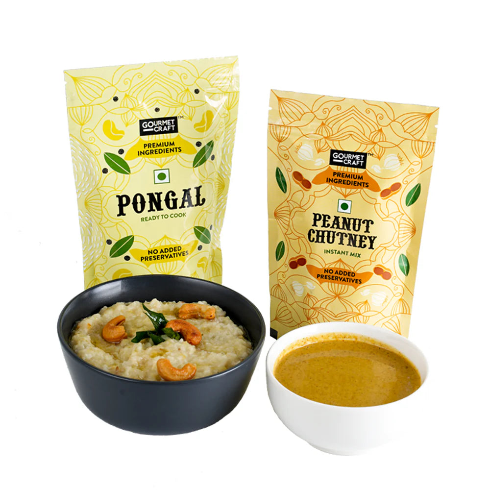 Gourmet Craft Ready to cook Pongal Mix & Instant Peanut Chutney Mix Combo (250gm and 150gm)