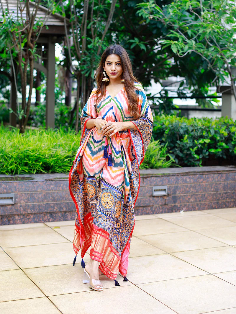 Latest Kaftan Digital Print With Lace Border Work | Ready To Wear