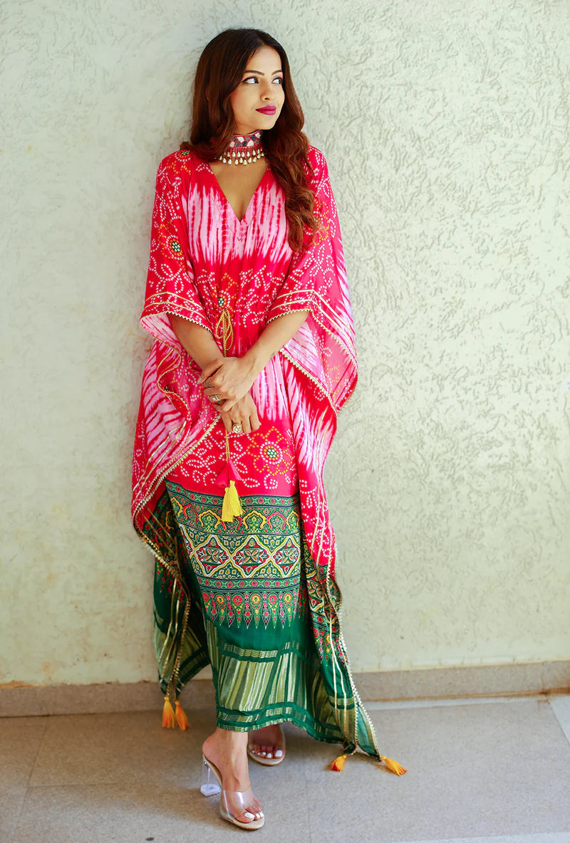 New Kaftan Digital Print With Lace Border Work | Ready To Wear