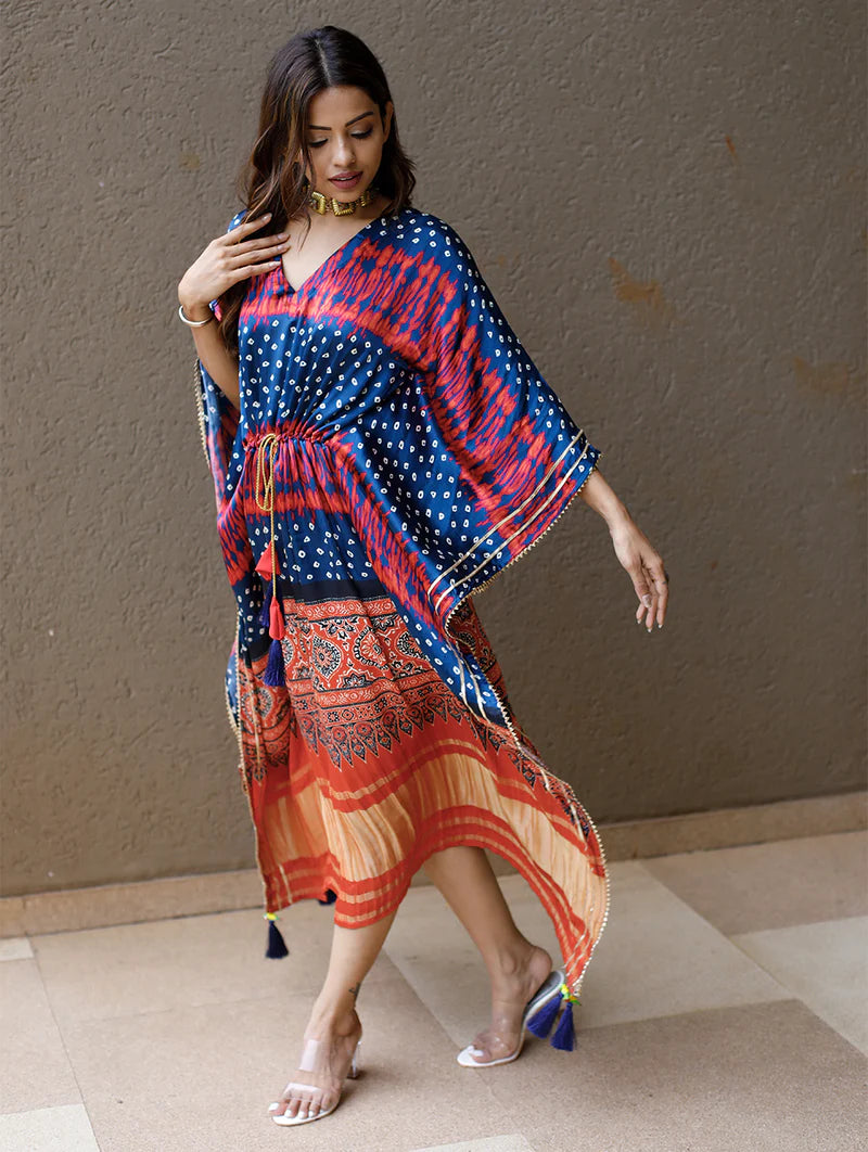 Blue Kaftan With Gotta Patti Work | Ready To Wear