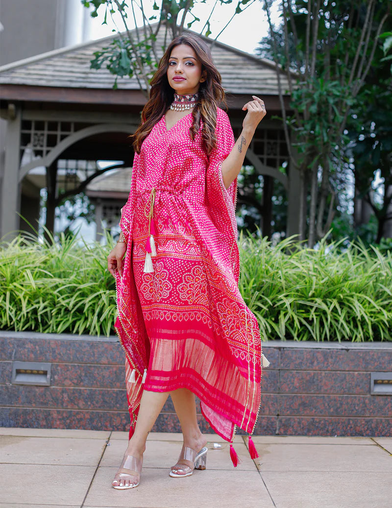 Pink Kaftan With Gotta Patti Work | Ready To Wear