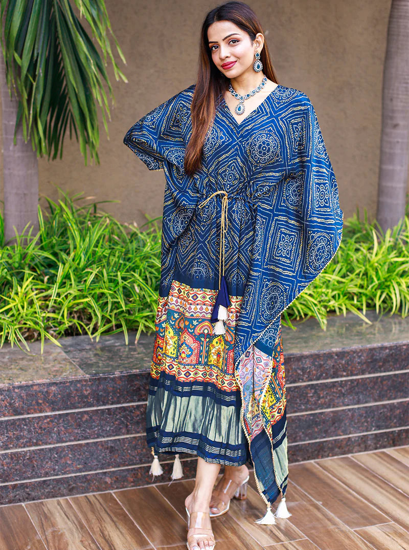 New Kaftan With Bandhani Prints Work | Ready To Wear