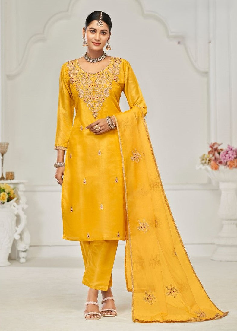Beautiful Haldi Special 3 Piece Suit Set  | Ready To Wear