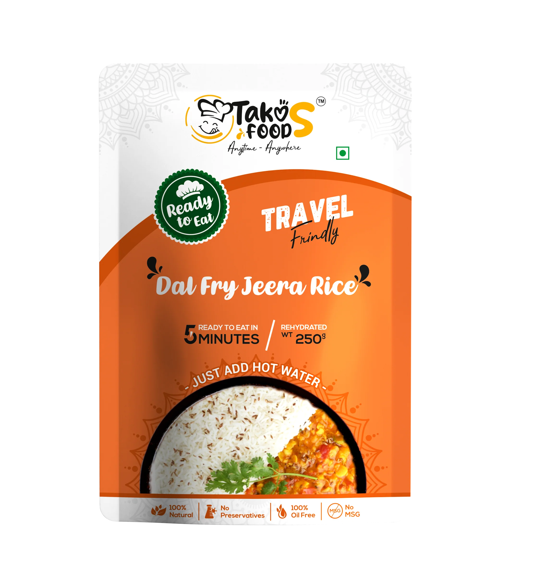 Takos Food Dal Fry Jeera Rice | Ready To Eat 250 gms