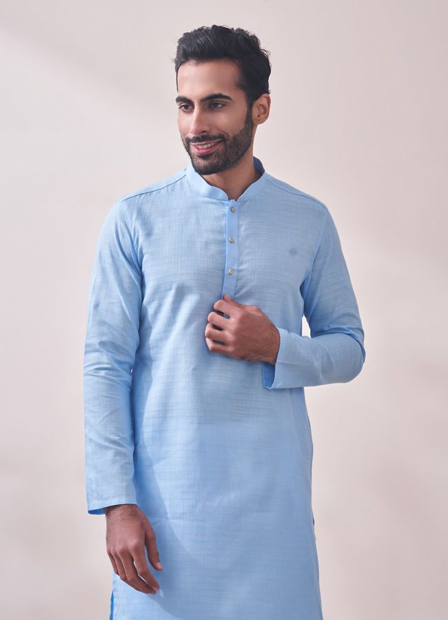 Manyawar Midnight Blue Chikanakri Kurta Set