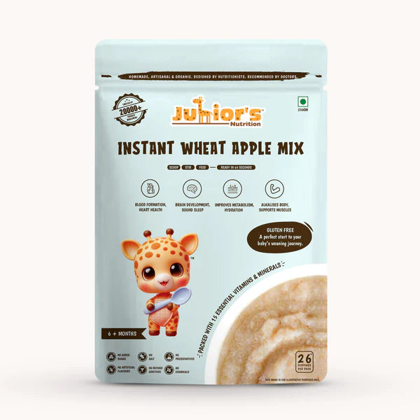 Junior's Nutrition Instant Wheat Apple Mix For Young Kids (6+ Months) | 500 gms