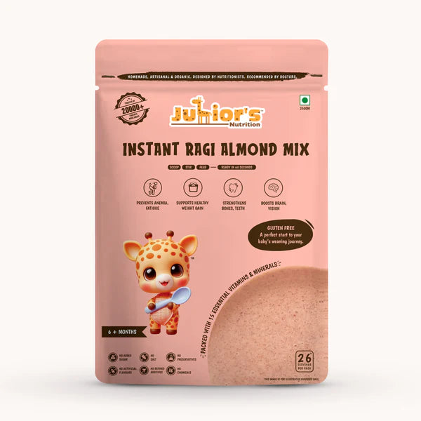 Junior's Nutrition Instant Ragi Almond Mix For Young Kids (6+ Months) | 500 gms