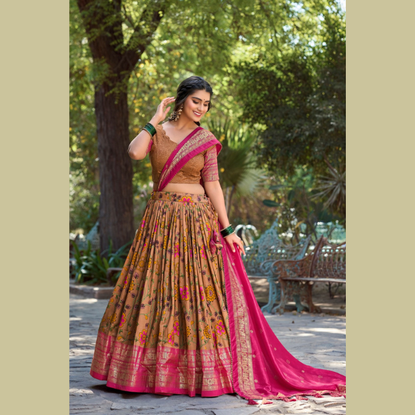 Kalamkari Tussar Silk Ready to Wear Lehenga Choli