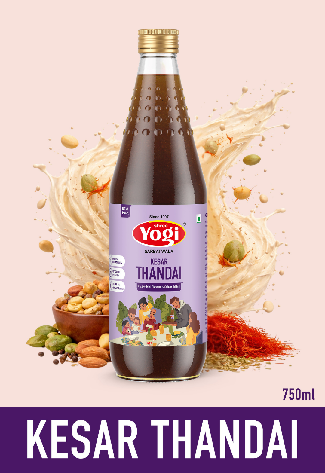 Shree Yogi Sharbatwala Premium Kesar Thandai Syrup | 750 ML