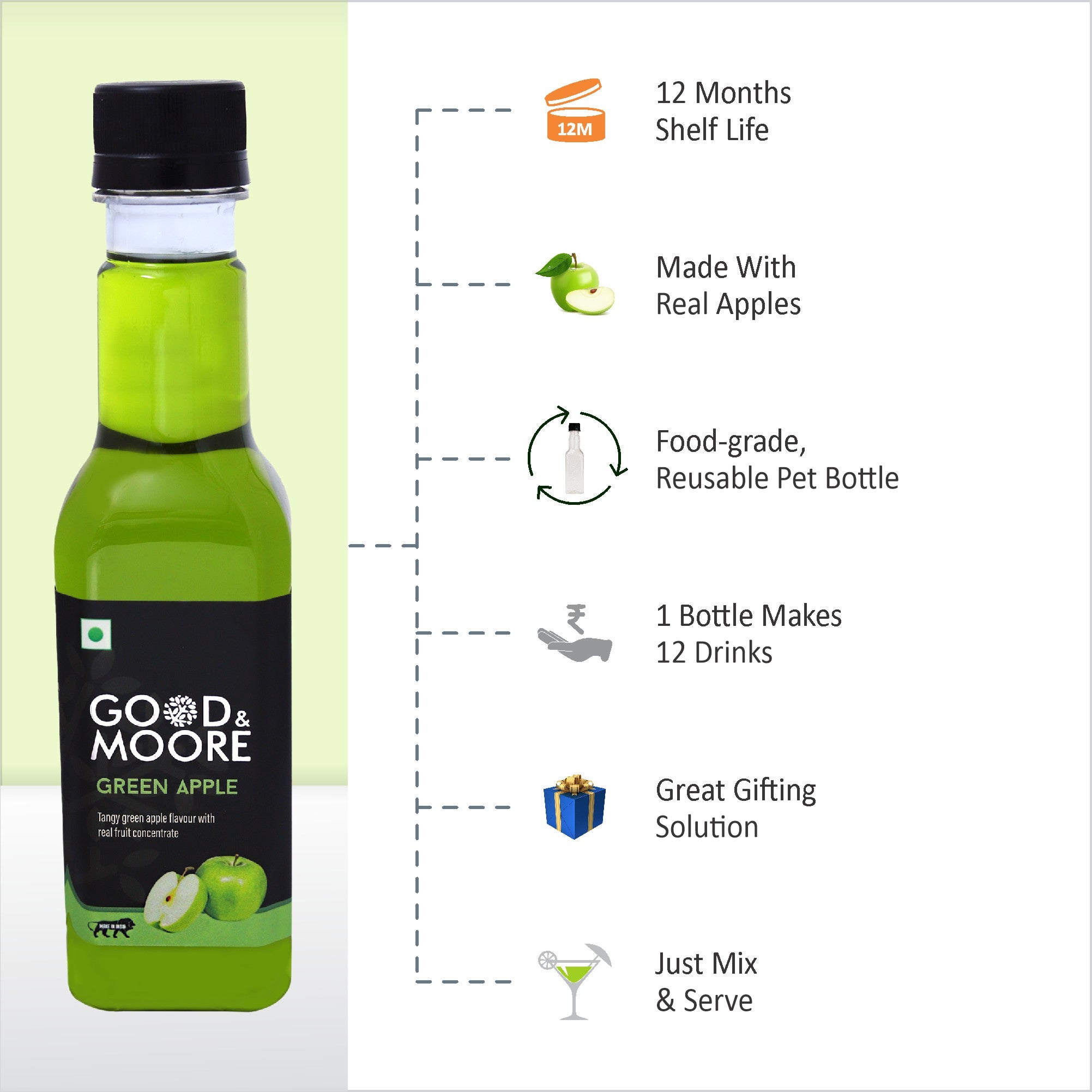 Good & Moore  Green Apple Syrup | 250 ML | 750 ML