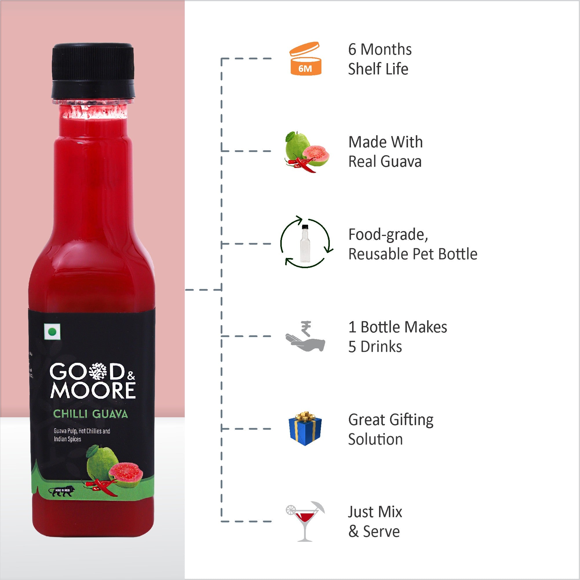 Good & Moore Chilli Guava Syrup |250 ML | 750 ML