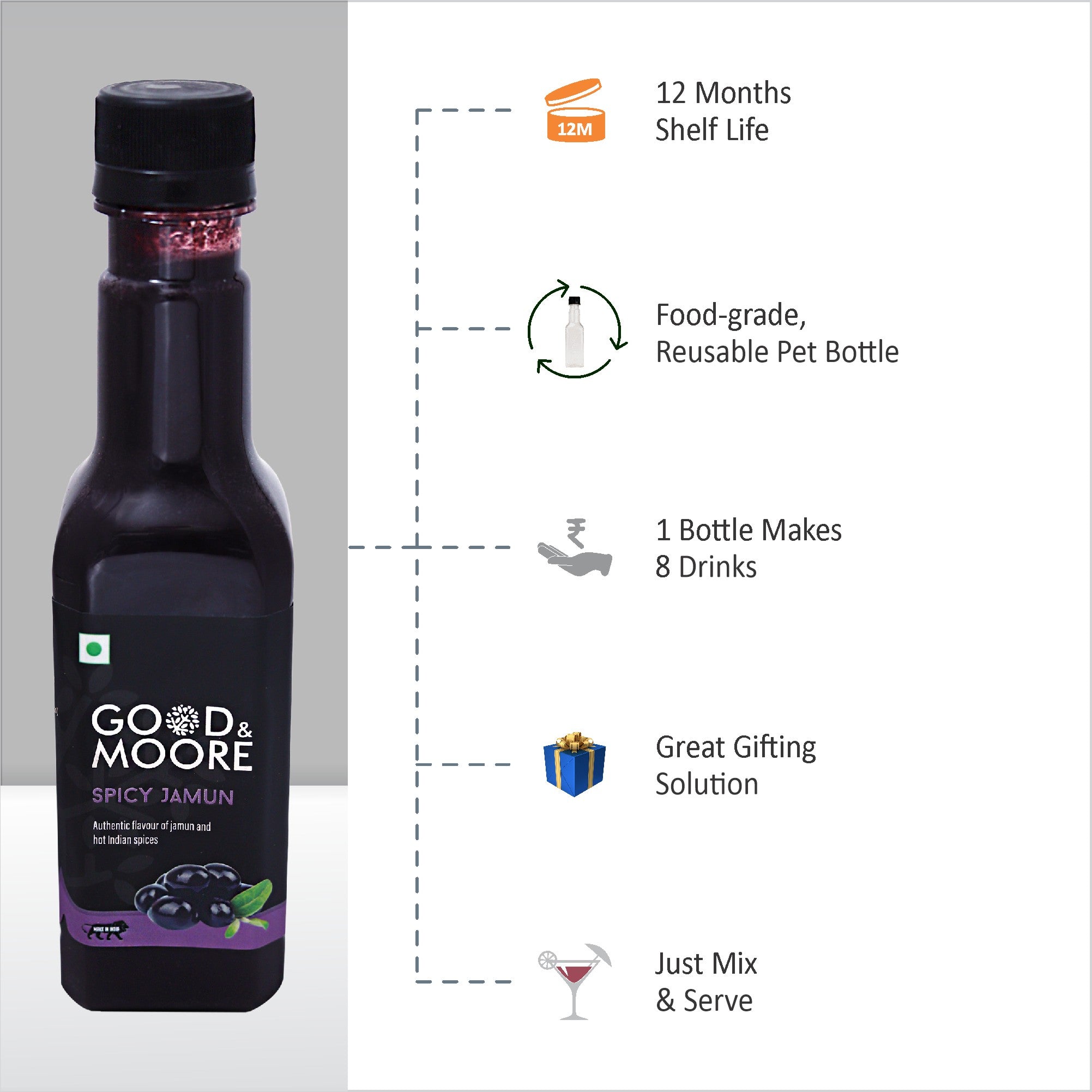 Good & Moore  Spicy Jamun Syrup |250 ML | 750 ML