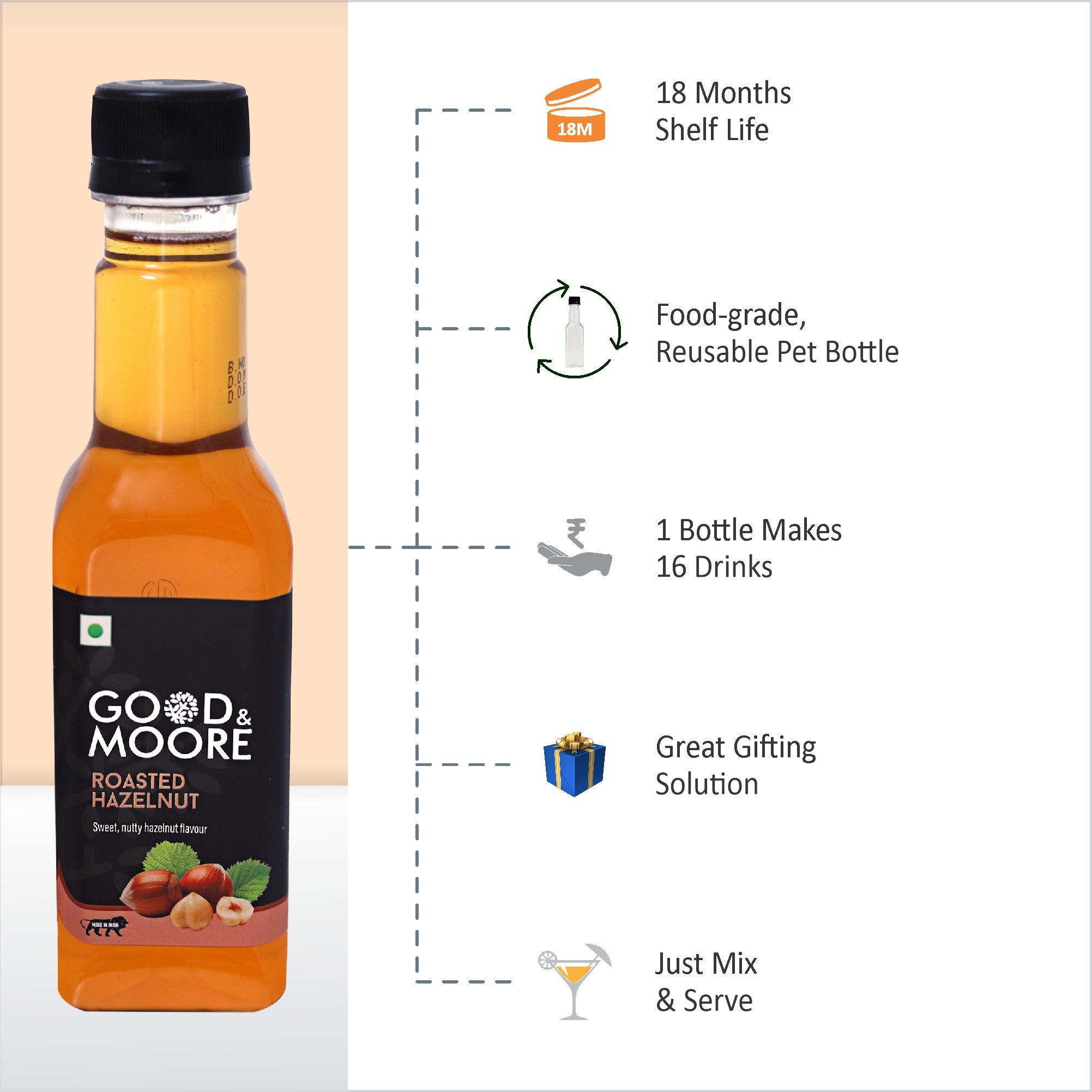 Good & Moore  Roasted Hazelnut Syrup | 250 ML | 750 ML