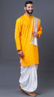 Mahaprabhuji 3 - Piece Set White Dhoti Yellow Color Kurta And White Khes