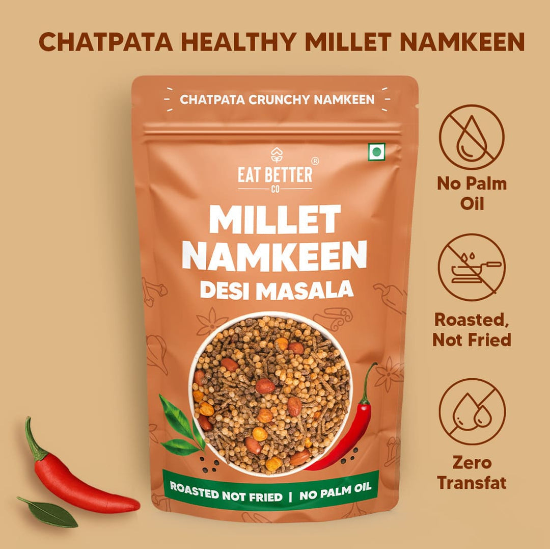 Eat Better Co Millet Namkeen - Desi Masala - 4 Packets (4 x 100 grams) - 400 gms