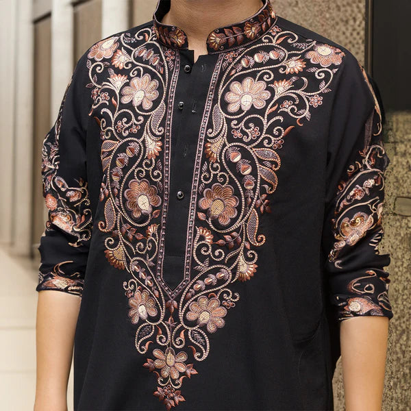 Meraki Ethnic Black Royale Zari Kurta Pajama | Ready To Wear