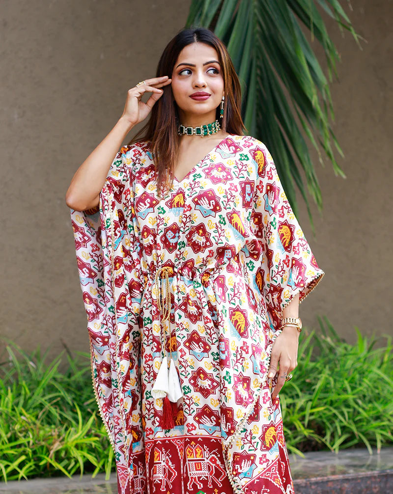 Designer Kaftan With Digital Print Work | Ready To Wear