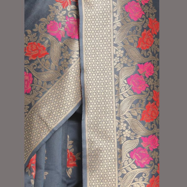 Manyavar  Ready to Wear  Graceful Grey Weaved Saree